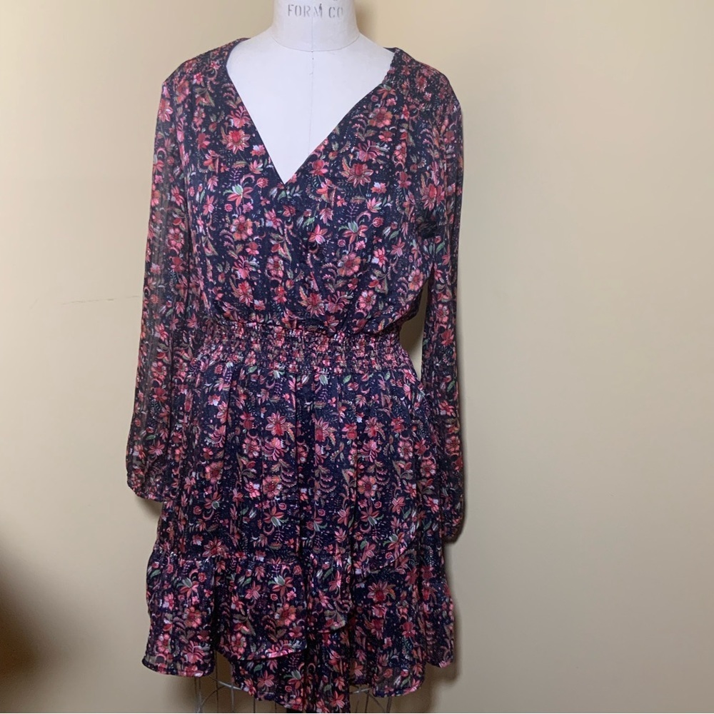AQUA Ruffled Floral Paisley Dress .Size M - Picture 2 of 6